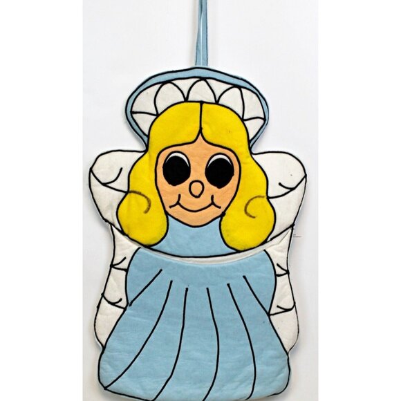 Vtg 1986 CD Creations 23.5" Christmas Stocking Hand Made Angel Blonde Smiling - Picture 1 of 4
